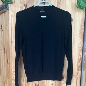Zara Black 100% wool V-Neck Sweater (size S)